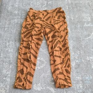 Chaser Tan Zebra Print Ruffle Leggings